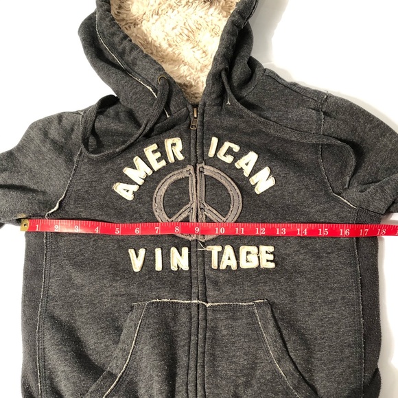 Freedom 2 Be American Vintage with Peace Sign Fur Lined Hoodie Size S - Picture 6 of 10